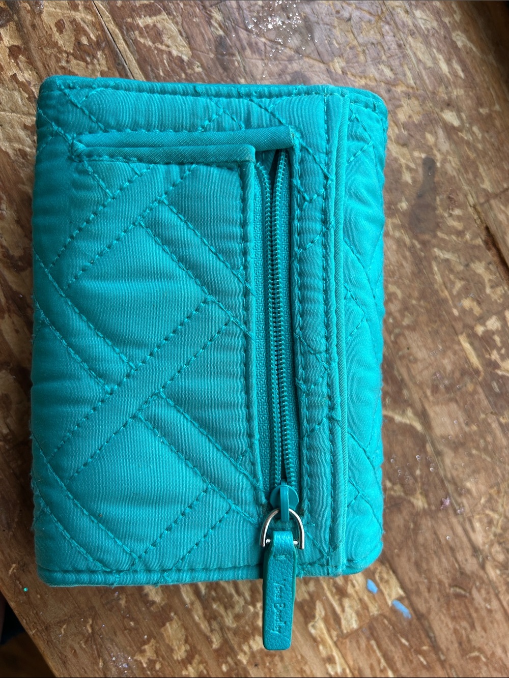 Vera Bradley Teal Floral Trifold Wallet with ID Window - Picture 2 of 7